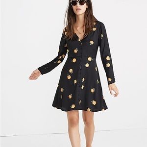 Madewell Lilyblossom Button Front Dress in Floating Florets Black Floral size 4